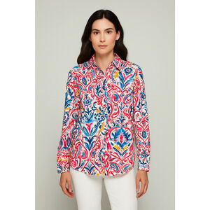 J. MCLAUGHLIN Womens Top M Lois Multicolor Paisley Floral Bird Print Boho Luxe